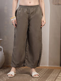 Taupe Cotton Palazzo Pants for Women - view 1