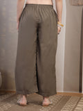 Taupe Cotton Palazzo Pants for Women - view 4