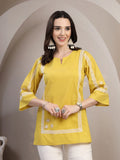 Yellow Cotton Kurta Tunic for Women - view 1
