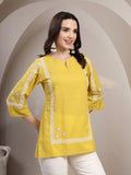 Yellow Cotton Kurta Tunic for Women - view 6