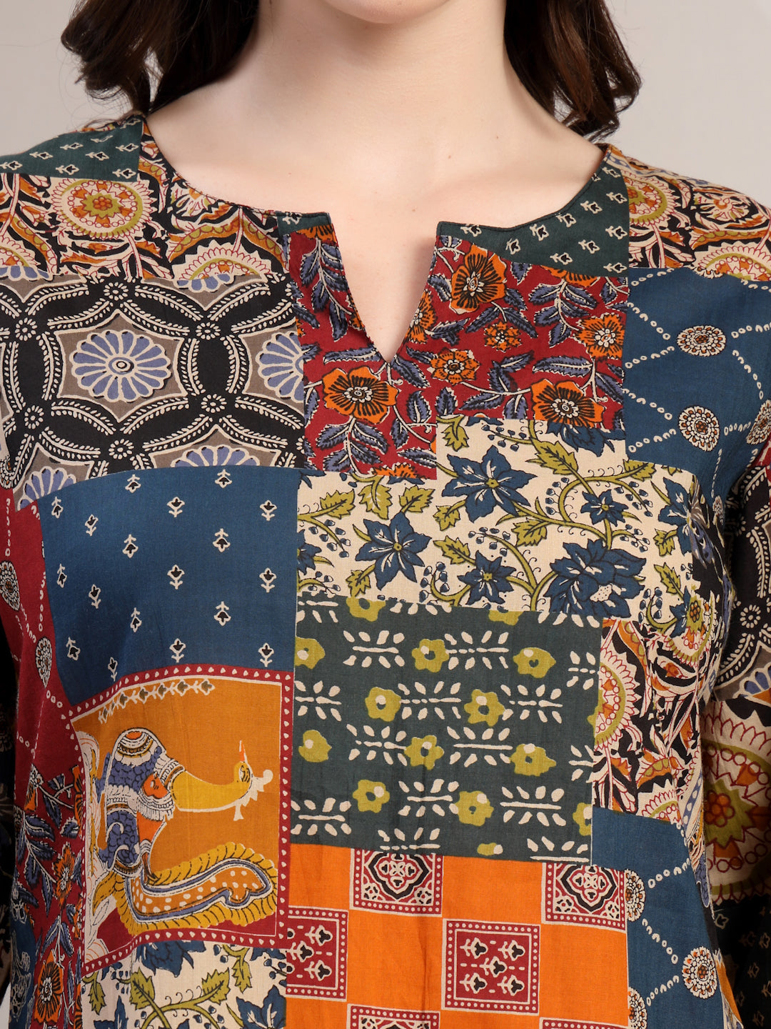 Patchwork Print Short Kurti for Women - view 3