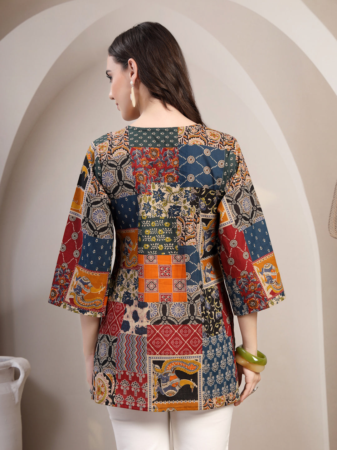 Patchwork Print Short Kurti for Women - view 4