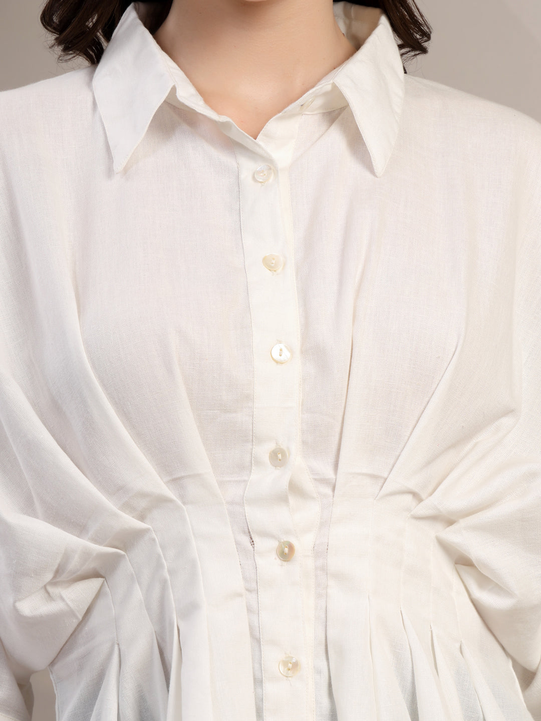 White Dolman Sleeve Shirt for Women - view 3