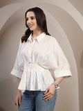 White Dolman Sleeve Shirt for Women - view 5