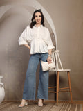 White Dolman Sleeve Shirt for Women - view 7