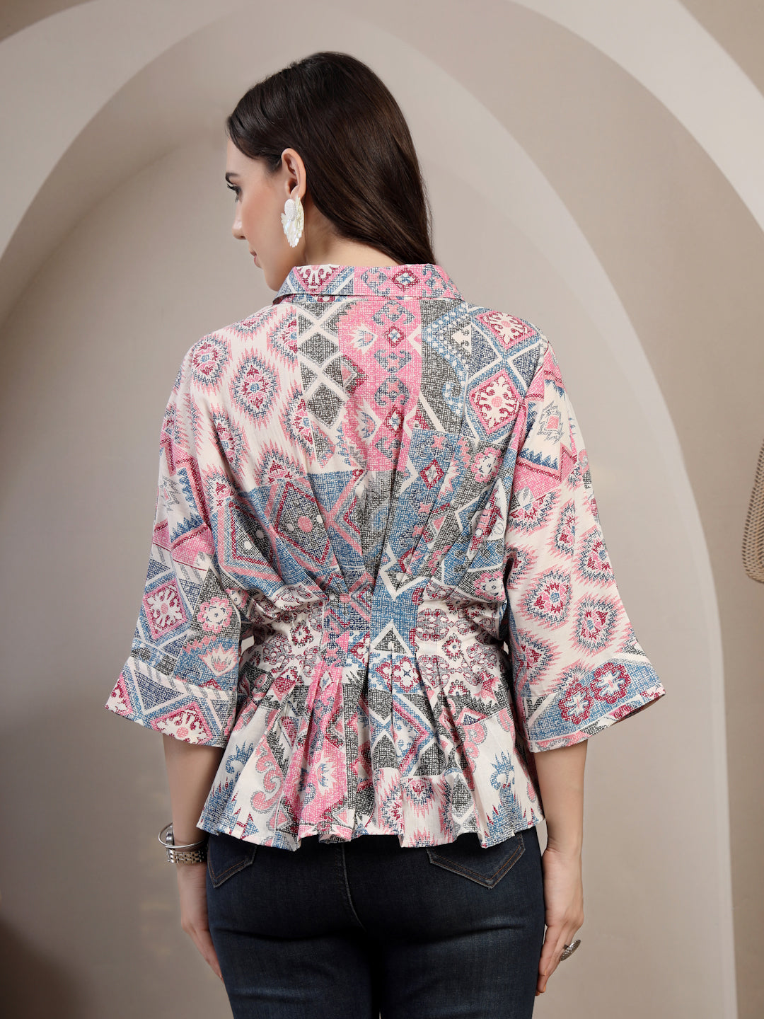 Printed Dolman Sleeve Shirt for Women - view 4