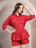 Red Chevron Cotton Co-Ord Set for Women - view 2