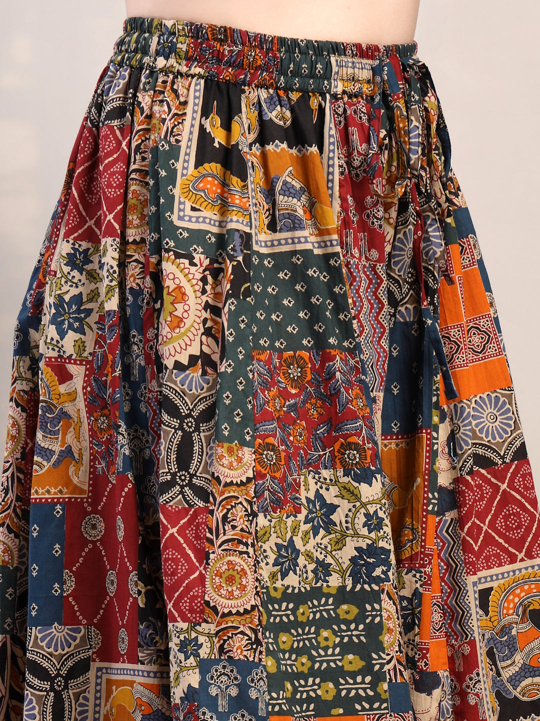 Patchwork Print Cotton Palazzo Pants for Women - view 3