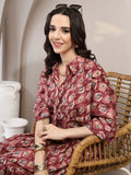 Mauve Printed Dolman Sleeve Dress for Women - view 2