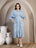 Blue Printed Dolman Sleeve Dress for Women - view 1