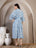 Blue Printed Dolman Sleeve Dress for Women - view 4