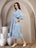 Blue Printed Dolman Sleeve Dress for Women - view 5