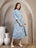 Blue Printed Dolman Sleeve Dress for Women - view 7