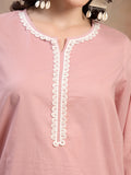 Dusty Pink Cotton Co-Ord Set for Women - view 3
