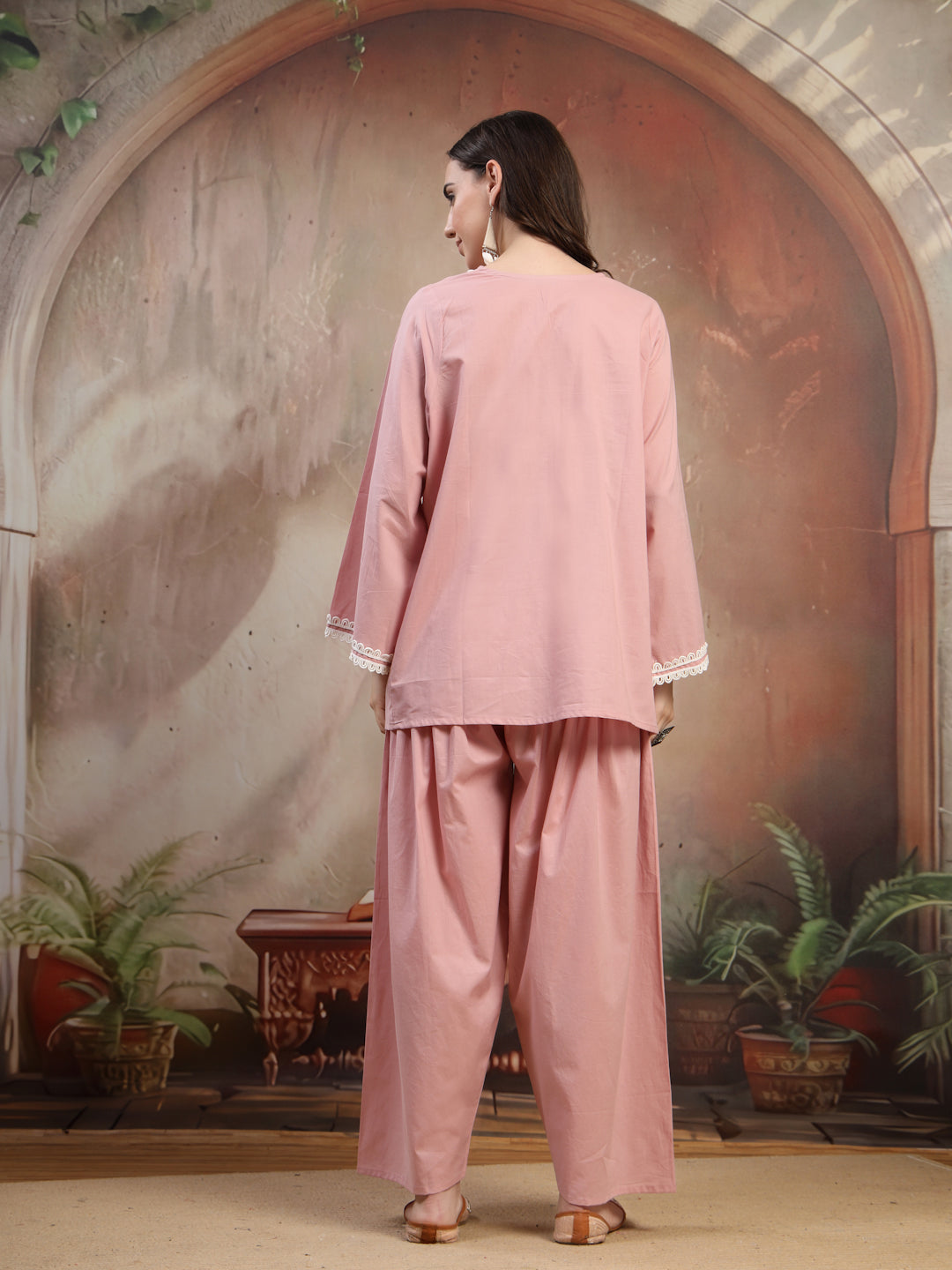 Dusty Pink Cotton Co-Ord Set for Women - view 4