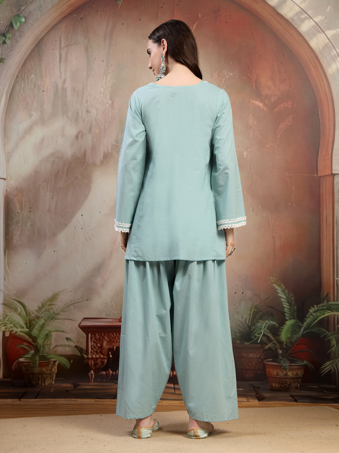 Aqua Cotton Co-Ord Set for Women - view 4