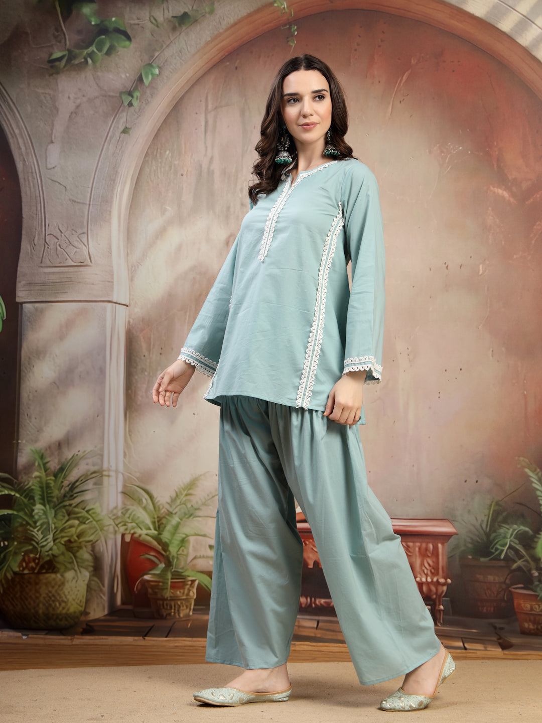 Aqua Cotton Co-Ord Set for Women - view 5