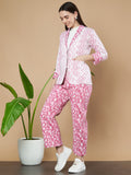 Gestepptes, rosa Chevron-Blazer- und Hosen-Set für Damen