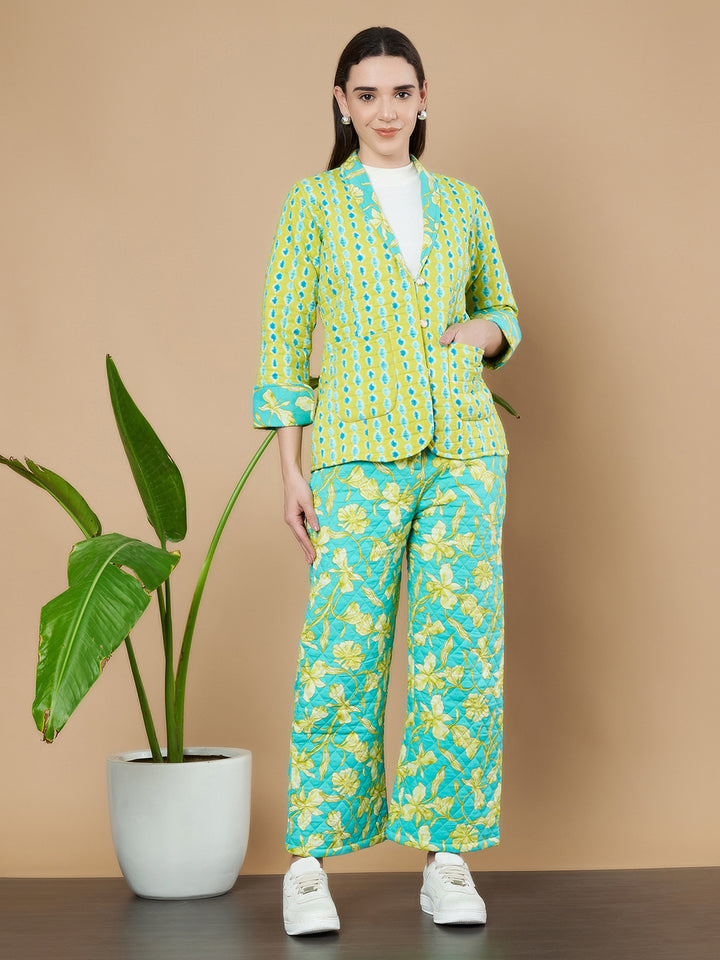 Modernes Steppblazer-Hosen-Set für Damen