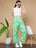 Turquoise Floral Quilted Trouser for Women