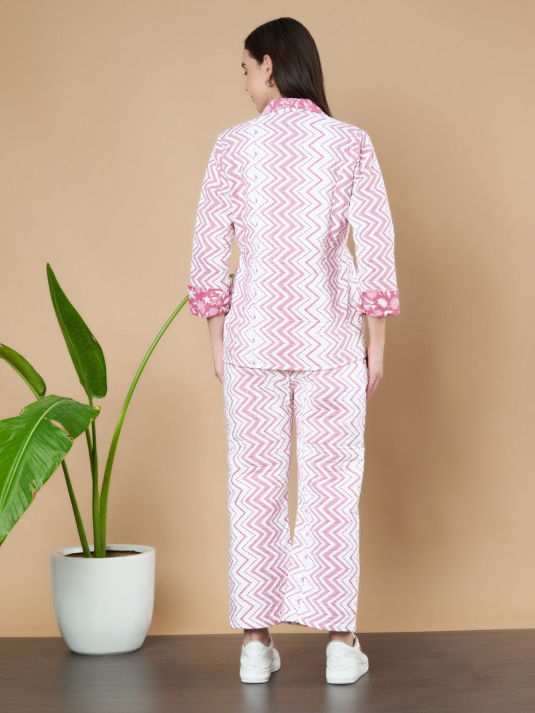 Kombiset aus Blazer und Hose mit Chevron-Muster für Damen