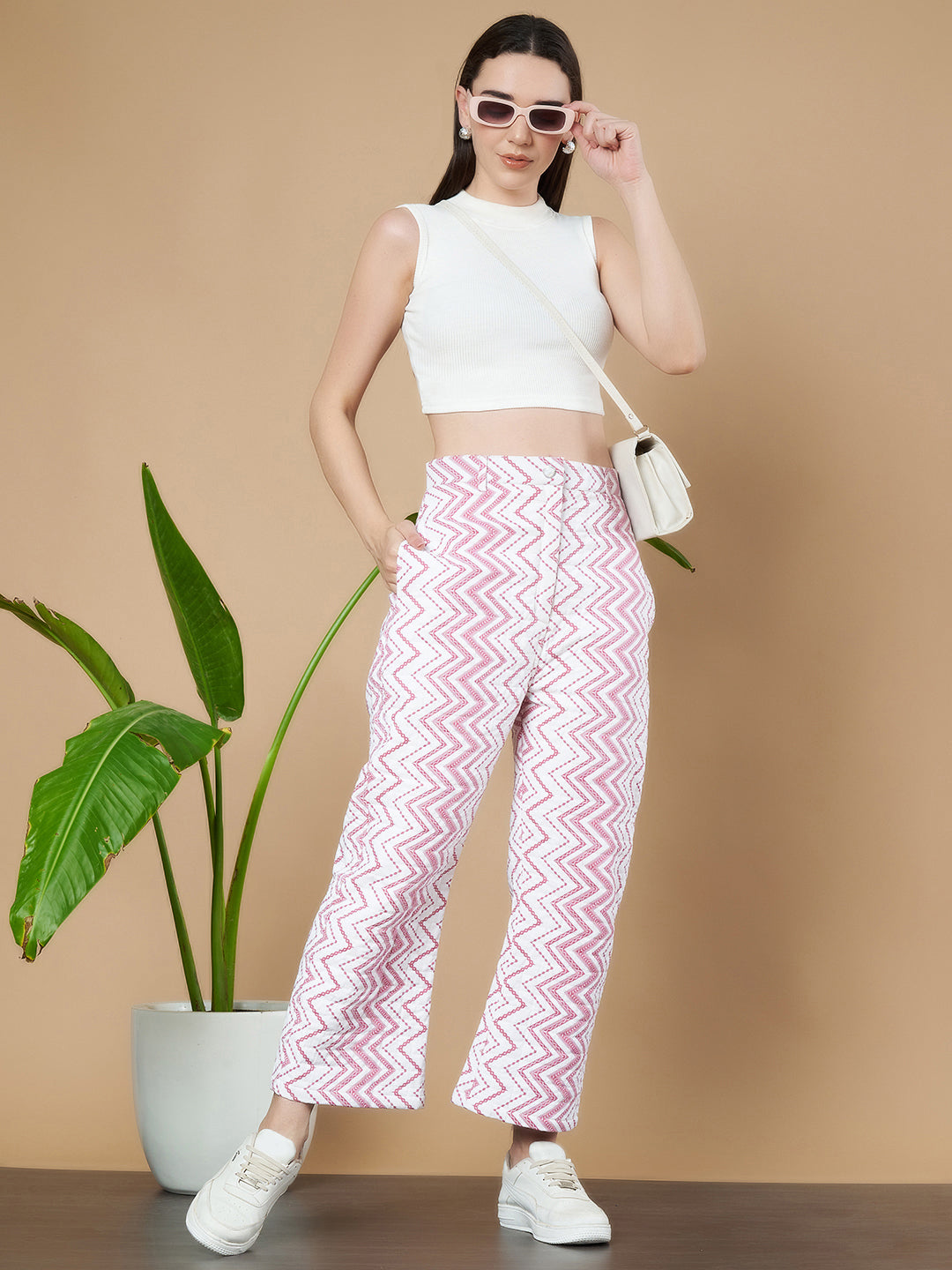 Pantalon matelassé style chevron pour femme