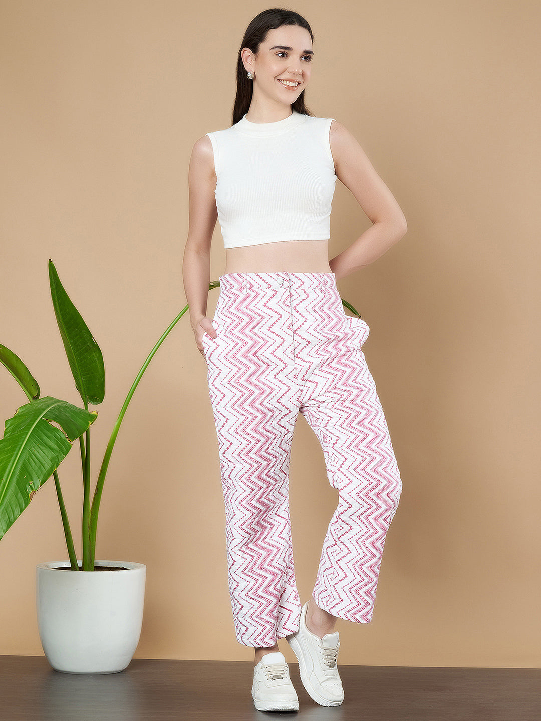 Pantalon matelassé style chevron pour femme