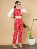 Haut court matelassé et pantalon taille haute pour femme