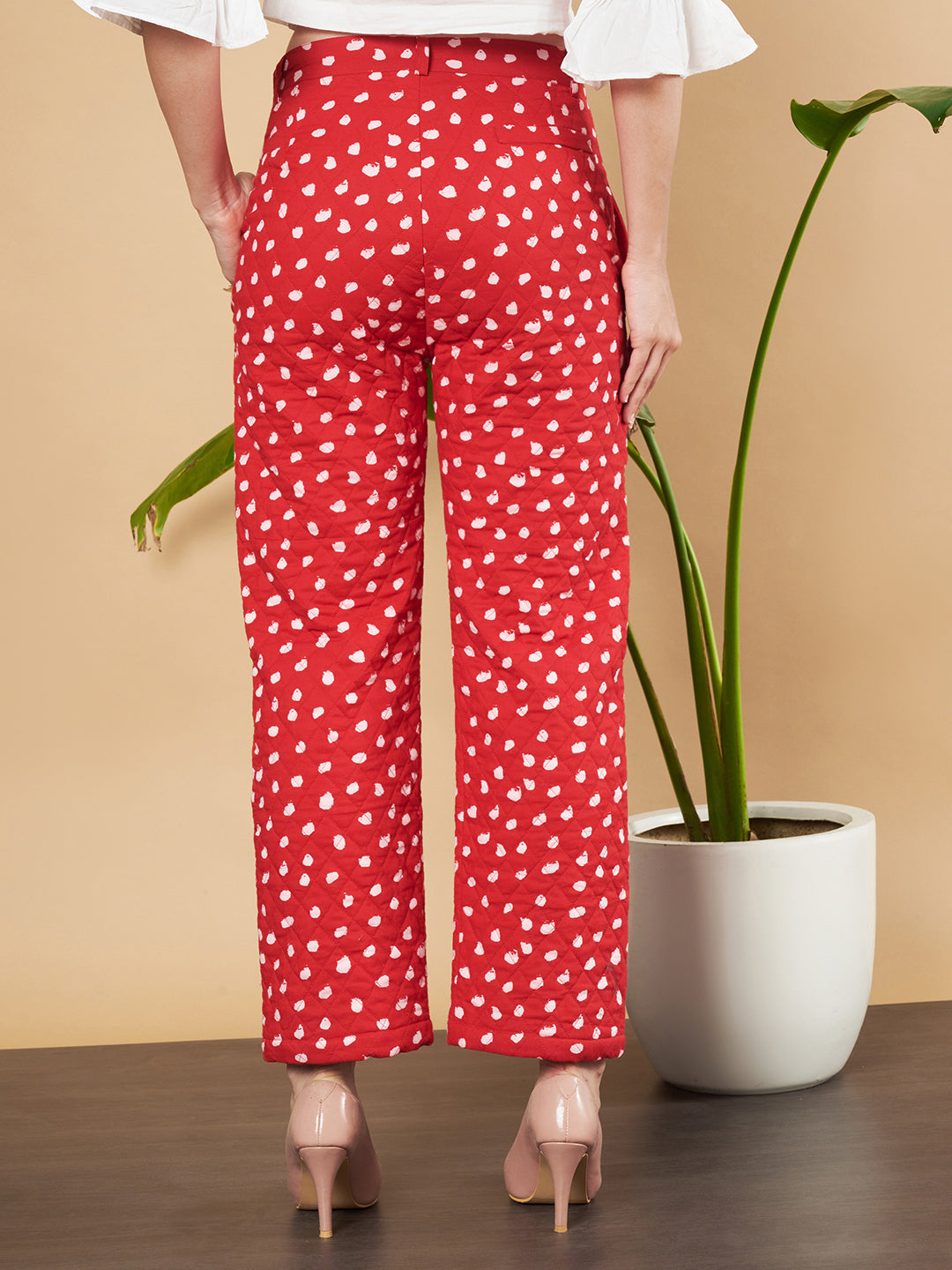 Polka Dot Quilted Trouser for Women`