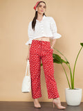Polka Dot Quilted Trouser for Women`