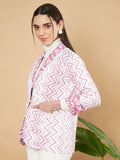 Veste matelassée rose pour femme avec motif à chevrons