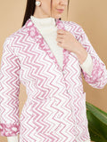 Veste matelassée rose pour femme avec motif à chevrons
