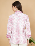 Veste matelassée rose pour femme avec motif à chevrons