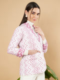 Veste matelassée rose pour femme avec motif à chevrons