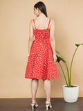 Premium Polka Dot Quilted Fit-and-Flare Dress For Women