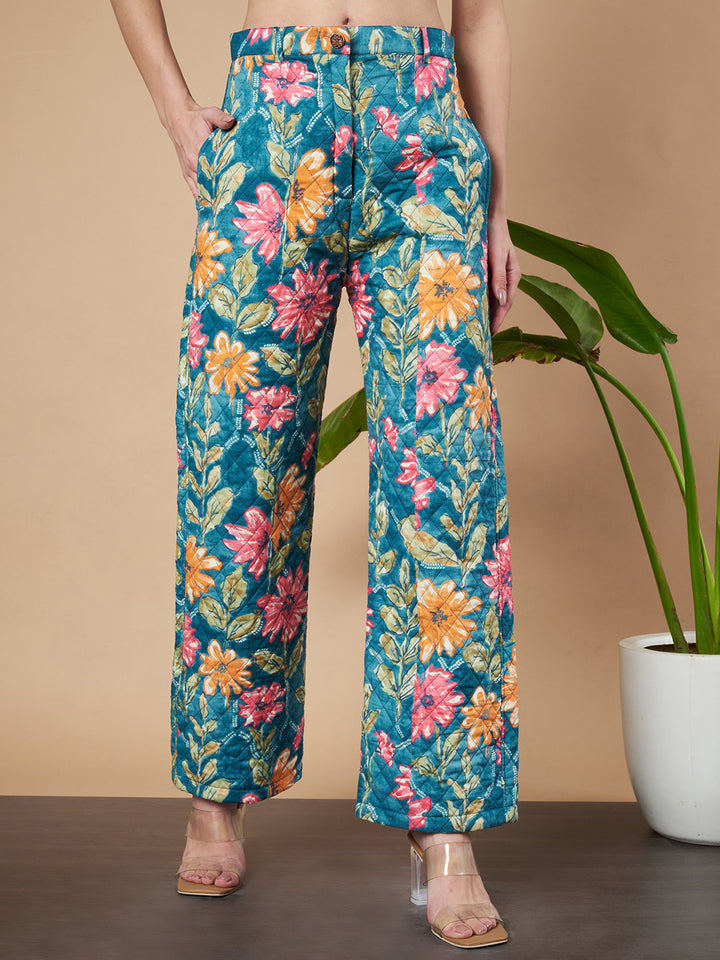 Pantalon matelassé fleuri de qualité supérieure pour femme
