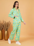 Floral Quilted Blazer and Trouser Set for Women