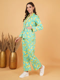 Floral Quilted Blazer and Trouser Set for Women