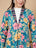 Teal  Blue Floral Quilted Blazer for Women