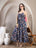 Navy Floral Strappy Cotton Maxi Dress for Women - view 2