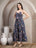 Navy Floral Strappy Cotton Maxi Dress for Women - view 5