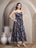 Navy Floral Strappy Cotton Maxi Dress for Women - view 7