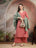 Coral Striped Cotton Kurta Set with Dupatta for Women - view 1