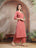 Coral Striped Cotton Kurta Set with Dupatta for Women - view 2