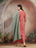 Coral Striped Cotton Kurta Set with Dupatta for Women - view 4