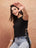 Black Sleeveless Side-Lace Fringe Tunic Top for Women - view 2