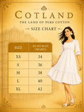White Cotton A-Line Dress for Women - size chart