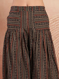 Black Printed Cotton Flared Palazzo for Women - view 4