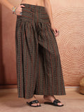 Black Printed Cotton Flared Palazzo for Women - view 6