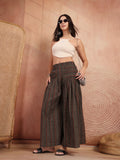 Black Printed Cotton Flared Palazzo for Women - view 7
